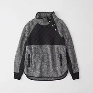 ABERCROMBIE Women's Black Asymmetrical Snap-Up Fleece Size S